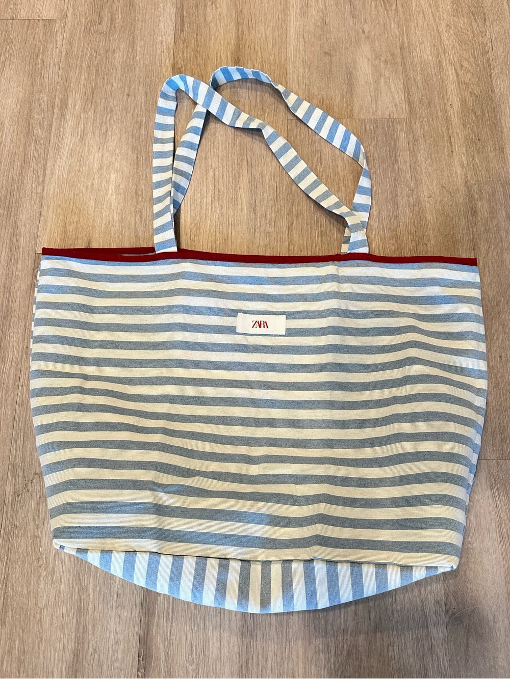 New Zara striped xl striped blue white tote bag